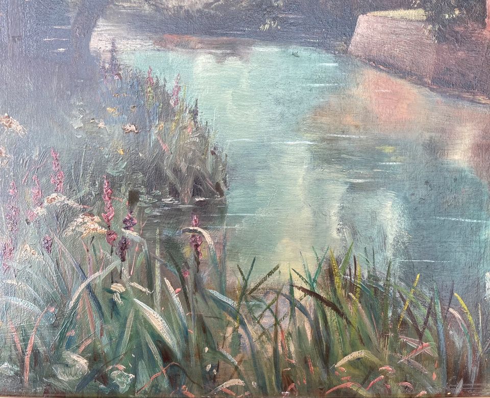 Ölgemälde Yeend King (1855-1924) Fluss Landschaft antik alt groß in Mainburg