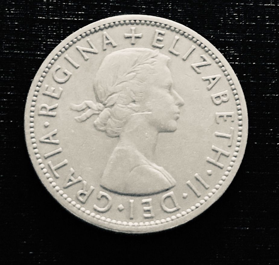 Münze, Großbritannien, Elizabeth II, 1/2 Crown, 1958, Kupfer-Nick in Eschweiler