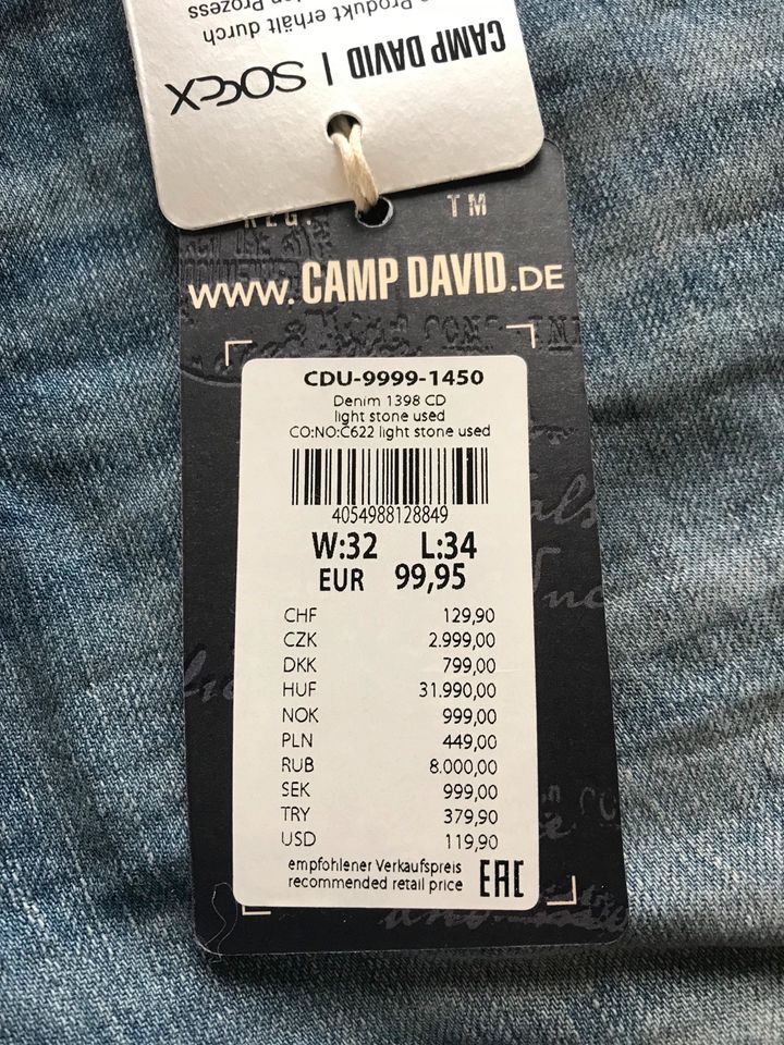 Camp David Herren Jeans Hose- W32/L34 - Neu mit Etike in Quickborn
