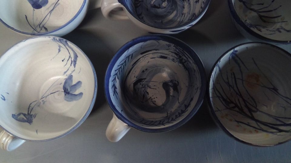 Tee Tassen 6er Getöpferte Keramik Kunst Rügener Fayencen in Freienhagen 