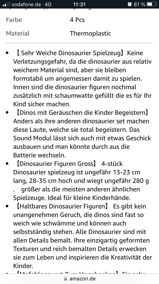 GizmoVine Dinosaurier 4 Stück, Geräusche, weich in Berlin