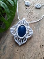 Makramee Kette mit Lapislazuli Stein Hippie Boho rauchblau Bayern - Röllbach Vorschau