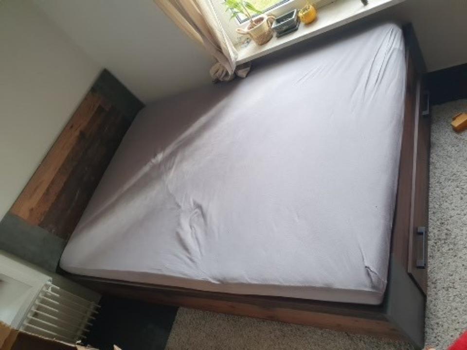 Bett 140cm inkl Matratze & Lattenrost Old Wood Vintage Betonoptik in Ludwigsburg