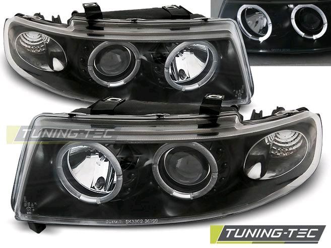 LED Angel Eyes Scheinwerfer schwarz für Seat Leon 1M / Toledo in Calden