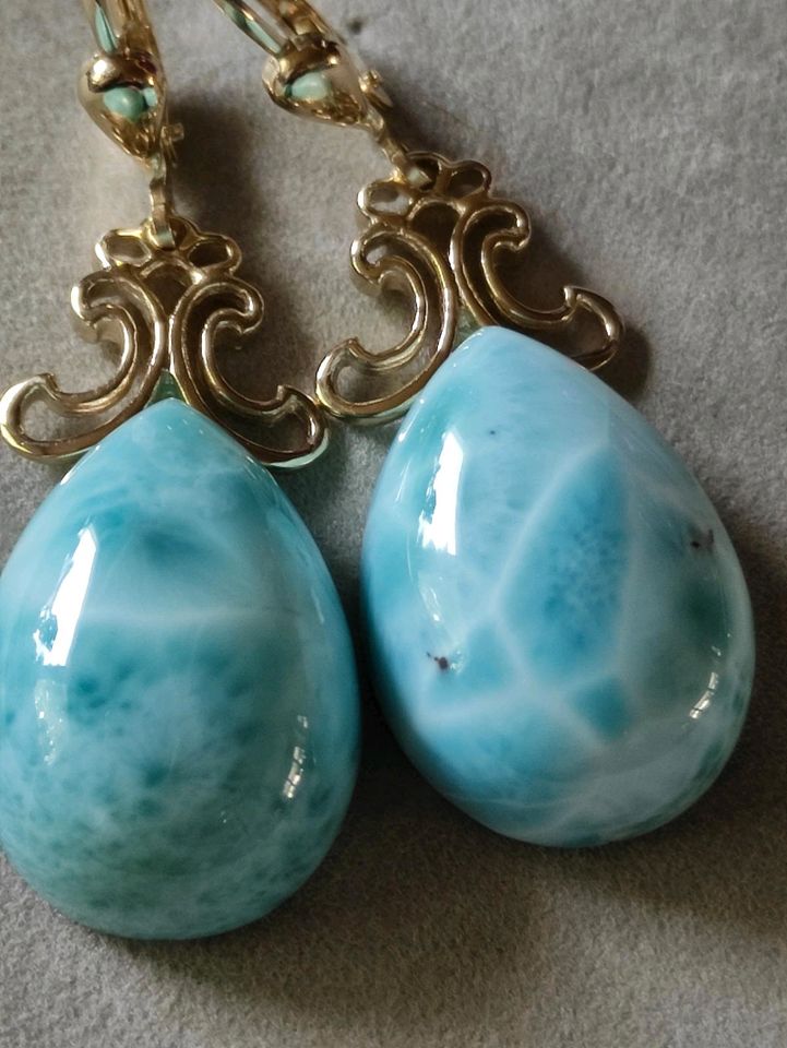 375er Gold Ohrringe mit Larimar 7,5 Gramm in Hameln