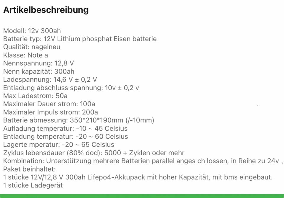 Lifepo 4 Batterie 300 ah neu in Homburg