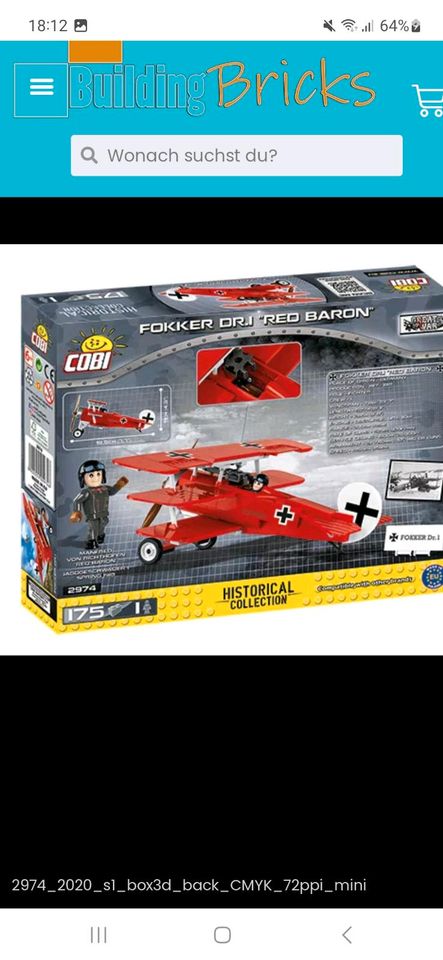 Cobi 2974 Fokker DR1 Roter Baron - Erstausgabe 18 in Jersbek