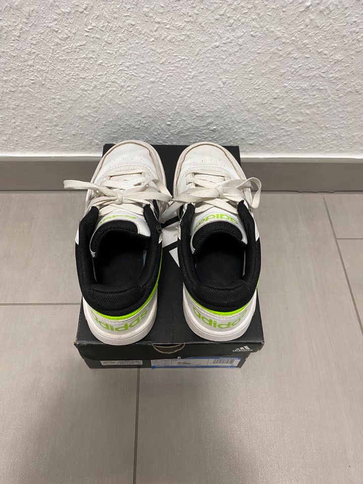 Jungen 37 Sneaker Adidas Hoops 3.0 weiß neongrün schwarz in Bottrop