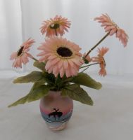 Keramikvase Vase Handbemalt mit Rosa Sonnenblumen 40 cm hoch Hessen - Herleshausen Vorschau