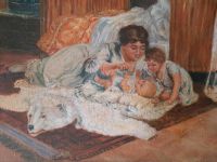 Antikes,Gemälde , Mutter mit Ihren Kindern wohl um 1900 Frankfurt am Main - Bonames Vorschau