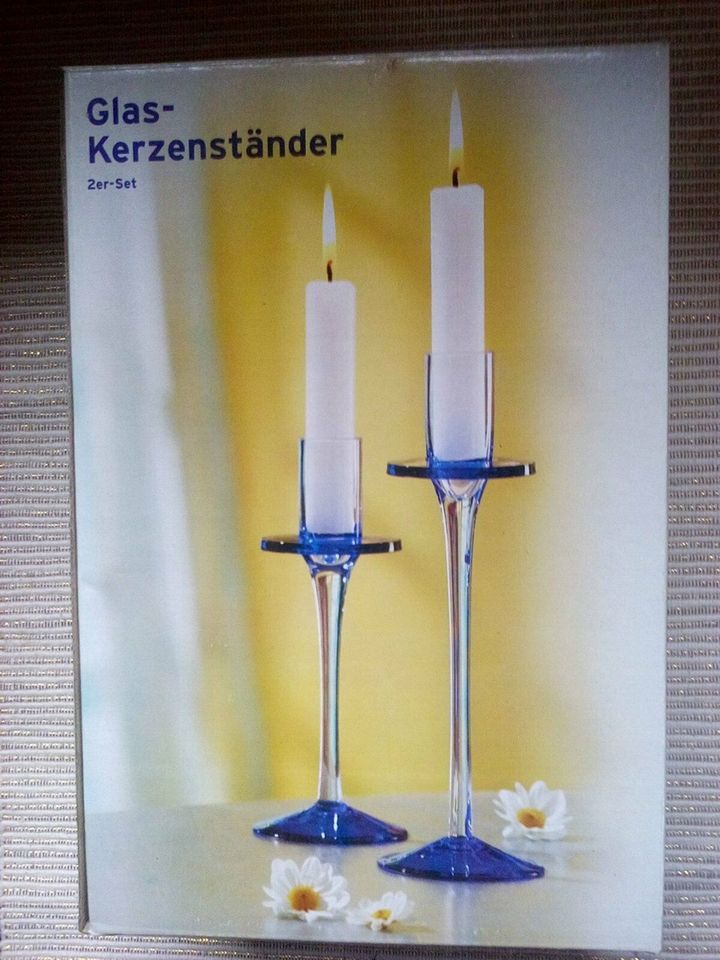 "2er Set Glas-Kerzenständer Höhe 18 und 22cm v. Quelle"60er Jahre in Schlüsselfeld