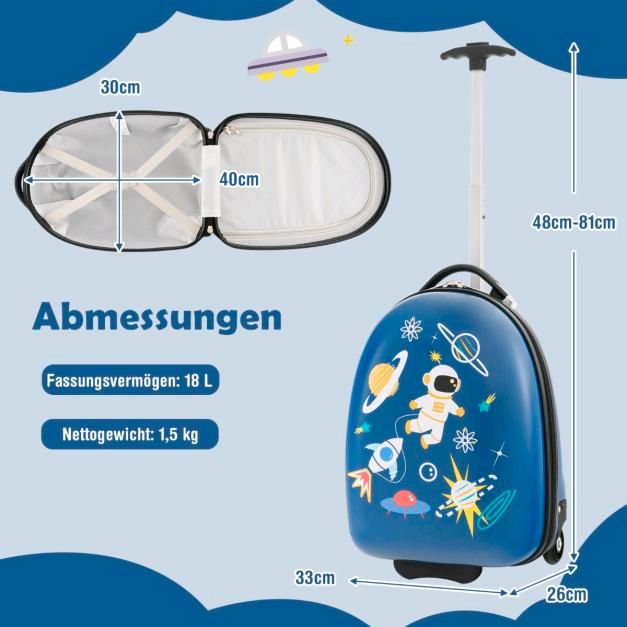 Kinderkoffer mit 2-stufigem Teleskopgriff Kindertrolley Kinder in Steinfurt