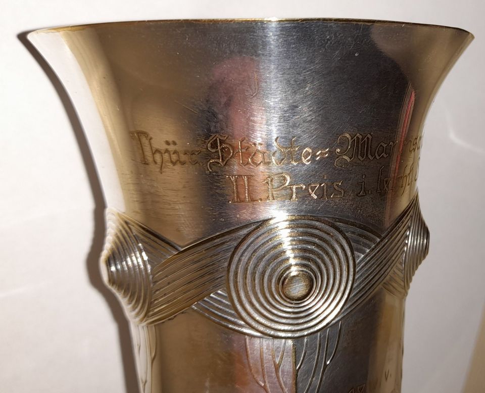 Pokal versilbert - 1920 mit Widmung v. Turnverein Jena in Windischleuba