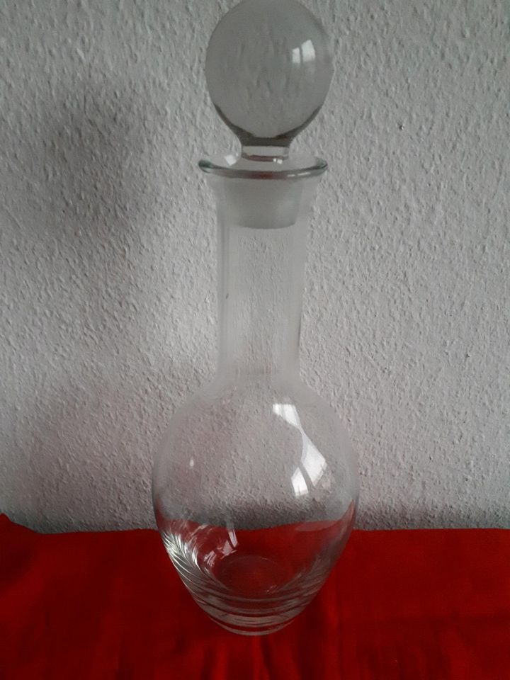 Glasflasche mit Stöpsel 22 cm hoch in Grünkraut