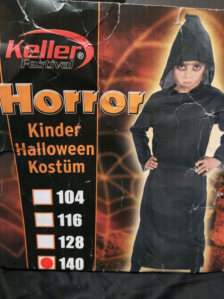 Halloween Karnevalskostüm Skelett Sensenmann Kinder M L 128 140 in Hamm