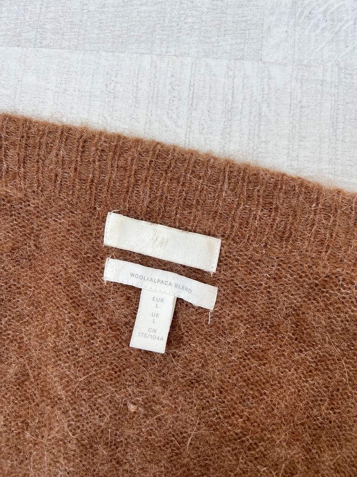 H&M Wool/Alpaca Blend Cardigan Strickjacke Größe L beige braun in Altena