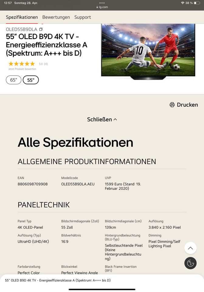 LG OLED 4K TV 55 Zoll in Dresden