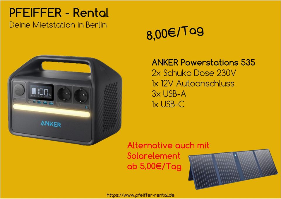 tragbare Powerstation Solarpanel von ANKER - günstig MIETEN in Berlin