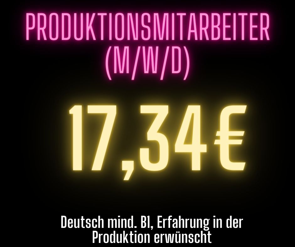 PRODUKTIONSMITARBEITER (m/w/d) Startlohn: 17,34€ in Laage