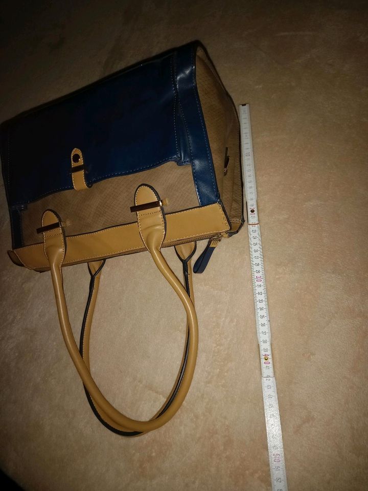 Shopper Tasche Handtasche 33,5x25x16 cm braun/marineblau Leder Im in Bad Neustadt a.d. Saale