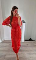Neu Zara Kleid Maxi Strick Spitze rot Fransen Sommer Urlaub S Nordrhein-Westfalen - Hamminkeln Vorschau