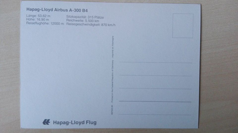 Postkarte von Hapag-Lloyd (Airbus A300) in Essen