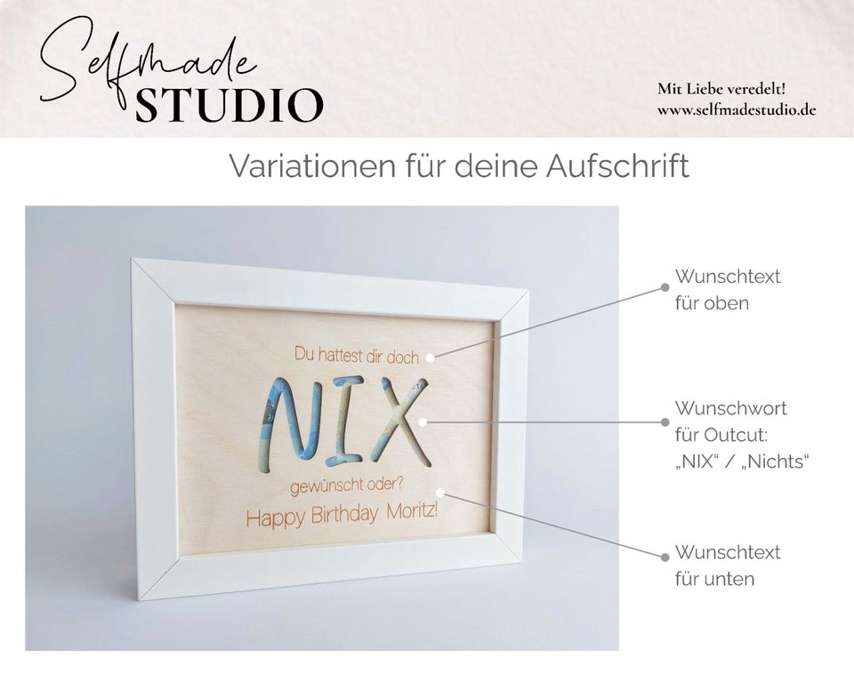 Geldgeschenk - NIX | Bilderrahmen | Geburtstagsgeschenk in Untermünkheim