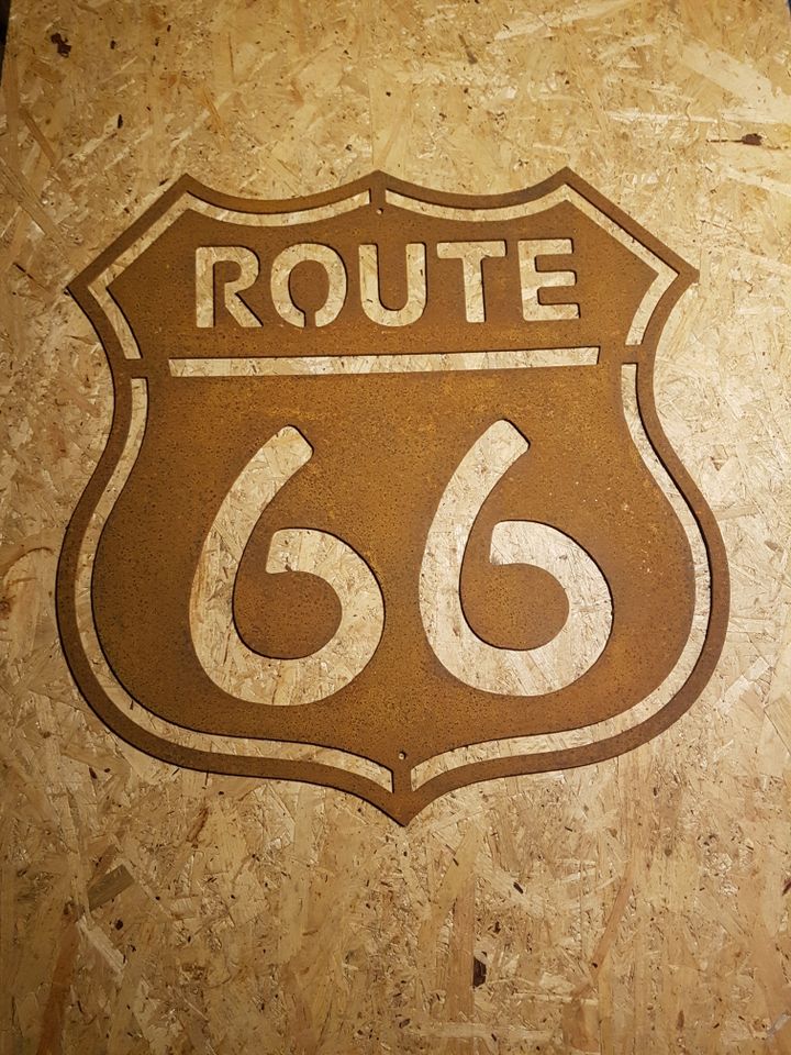 Route 66 Schild in Edelrost Wandbild in Mechernich