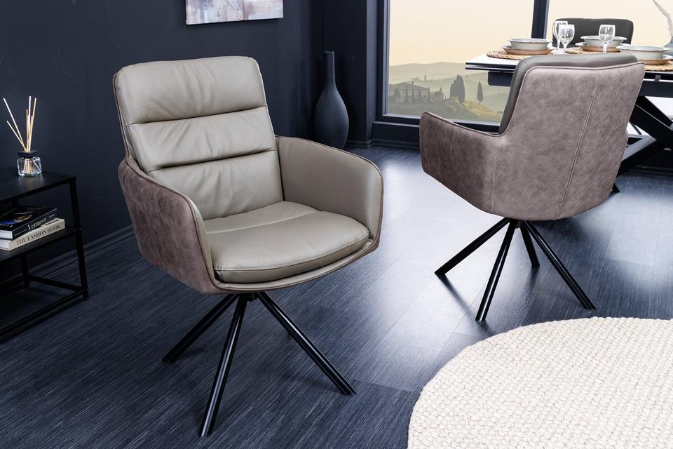 Sessel Leder Drehbar 360° Design Stuhl taube Tisch Esszimmerstuhl in Bad Schwartau