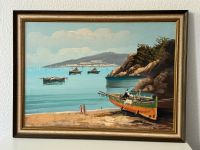 Vintage Ölgemälde Öl auf Leinwand Bucht Meer Boot Italien 58 x 79 Bremen - Schwachhausen Vorschau