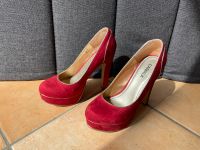 CATWALK Pumps / rot Velourleder / High Heels mit Plateau Dresden - Innere Altstadt Vorschau