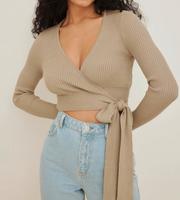 Wickeltop Langarmshirt Wickeloberteil Gr. S beige Creme Na-kd Bayern - Waldmünchen Vorschau