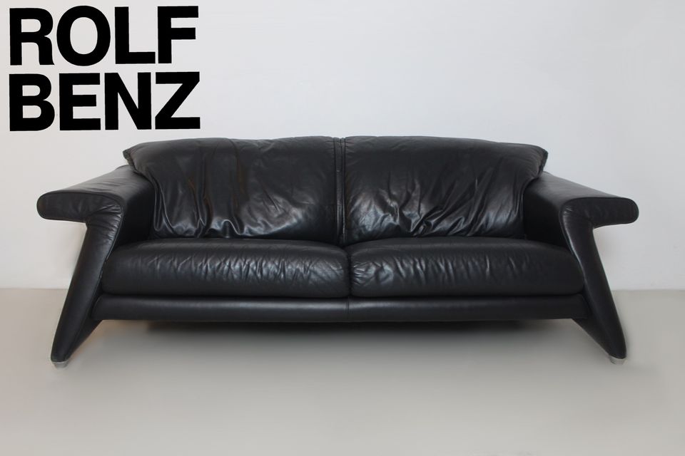 Rolf Benz Leder Couch Schwarz Zweisitzer Sofa Modern Design in Berlin