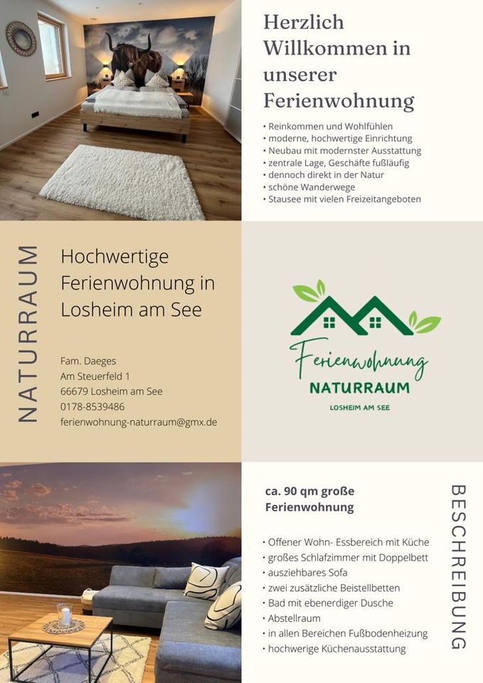 5⭐️ Ferienwohnung in Losheim am See, Urlaub im Saarland in Losheim am See