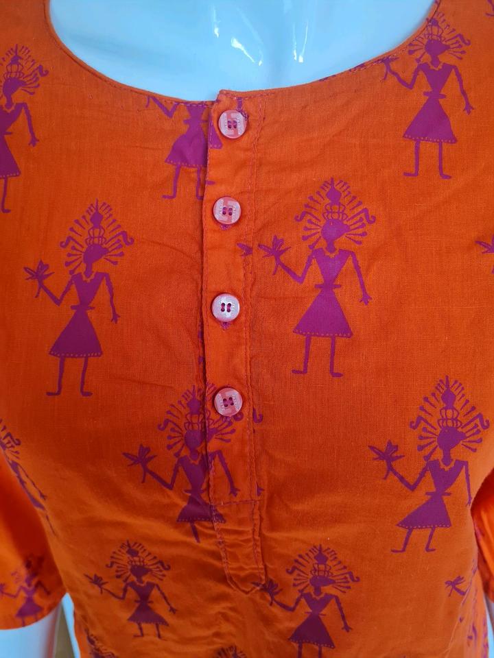 Bluse Tunika S M orange pink neon farbenfroh Afrika Baumwolle in Otterfing