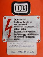 eisenbahn Dampflokschild "Blitzpfeil Warnung Oberleitung" Niedersachsen - Lehrte Vorschau