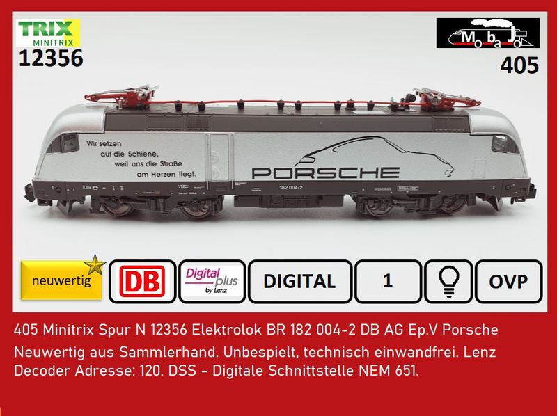 405 Minitrix Spur N 12356 Elektrolok BR 182 004-2 DB AG Ep.V Pors in Hessen  - Eschwege | Modellbau gebraucht kaufen | eBay Kleinanzeigen ist jetzt ...
