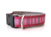 Hundehalsband Streifen Pink/Grau Air Mesh Neu Handarbeit Sachsen-Anhalt - Halle Vorschau