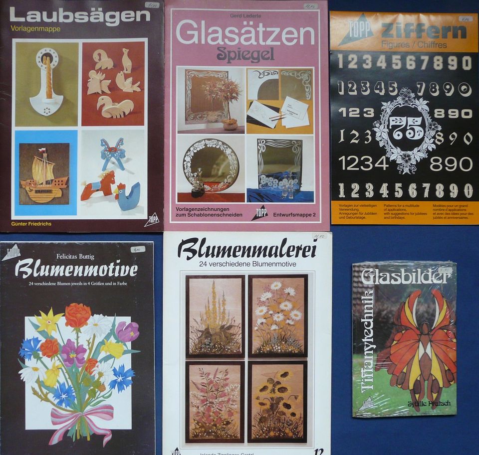 Bastel-u.Vorlagenhefte Glas-u. Blumenmalerei, Glasgravur, Tiffany in Eggebek