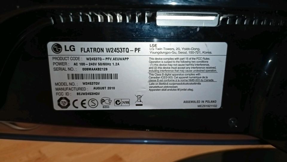 LG Monitor W2453TQ-PF 61,0cm (24") in Wolbeck