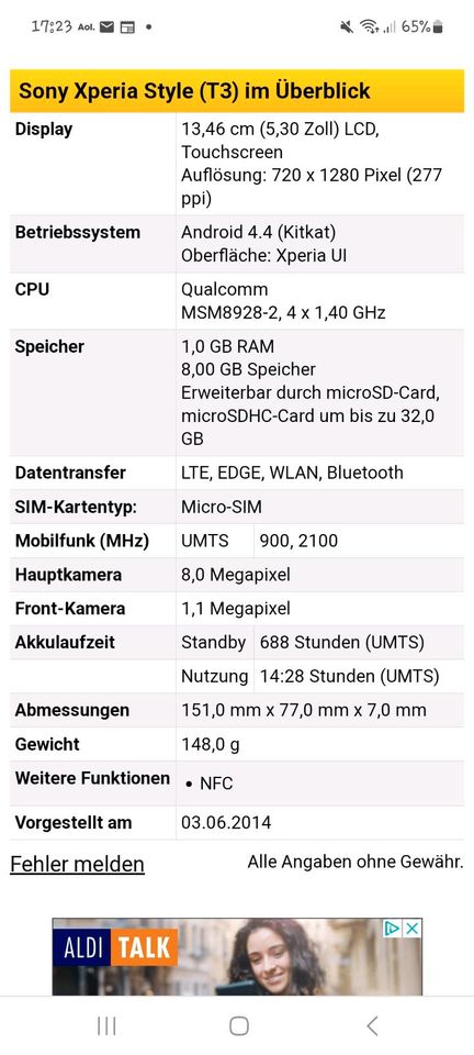 Sony Xperia D5103 in Frankfurt am Main