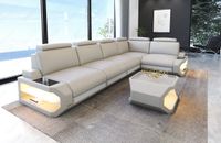 Design Leder Ecksofa Siena L Form Lang mit LED und USB Berlin - Treptow Vorschau