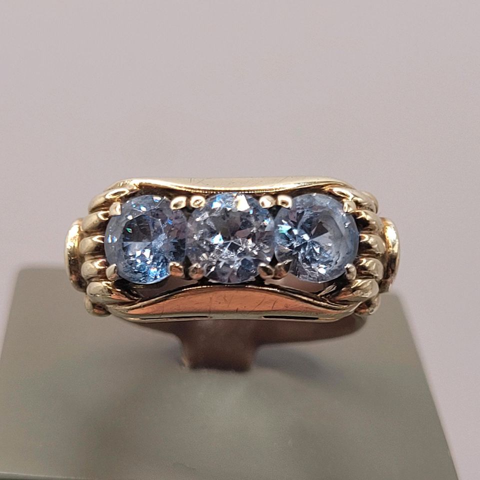 ❤ Antiker Art Deco Ring aus 333er gelbgold und blauem Spinell in Essen