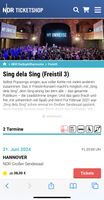 2 Tickets Sing dela Sing 22.06.24 in Hannover Niedersachsen - Wedemark Vorschau