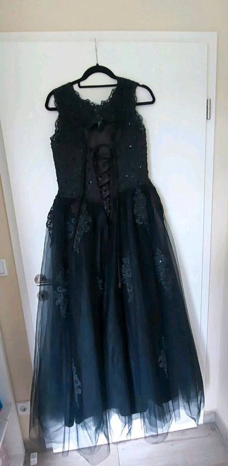 Schwarzes Kleid 42 Ballkleid Brautkleid Abendkleid Corsage Gothic in Dresden