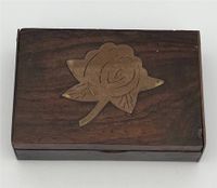 Vintage Holzschatulle Rose Schmuckbox Messing Blumen Deckeldose Schwerin - Altstadt Vorschau