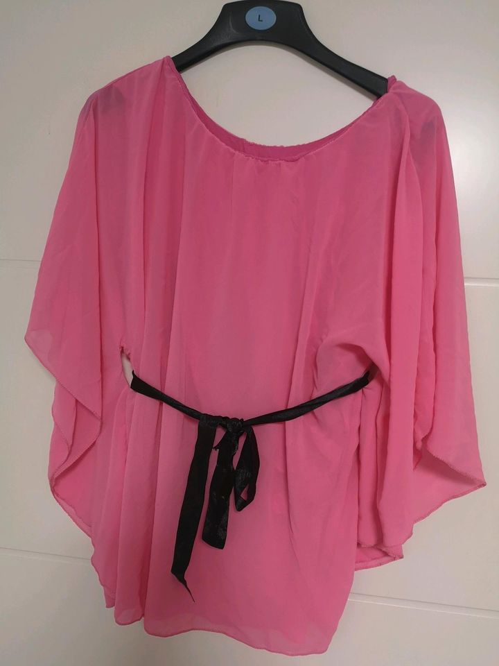 Damen bluse mit gürtel top shirt pink M-L neu in Stutensee