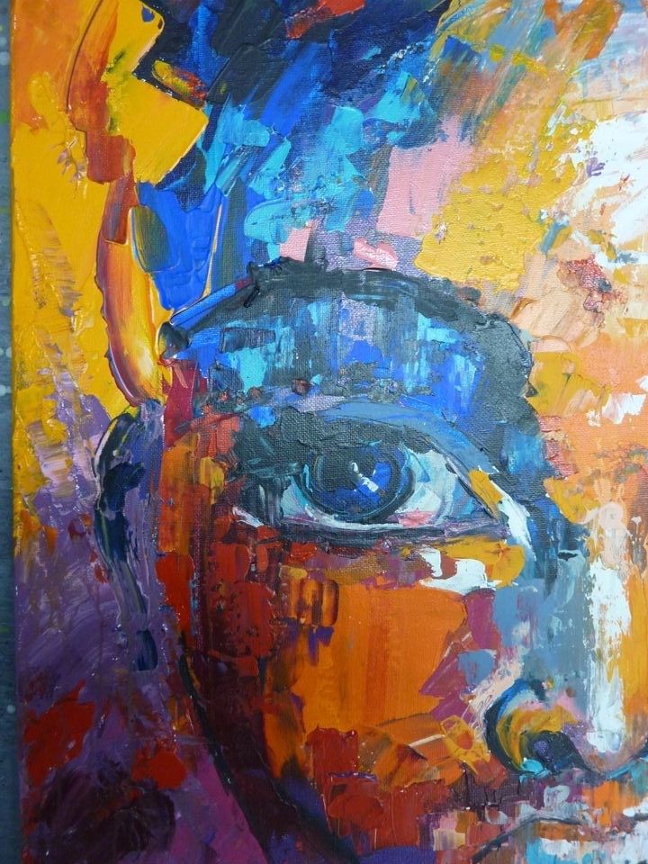 Original Bild Acryl Gemälde Frau Gesicht Portrait Afrika abstrakt in Porta Westfalica