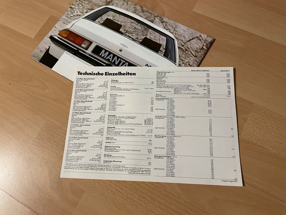 Opel Manta B Prospekt Broschüre in Großheubach