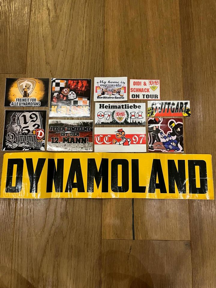 Dynamo, Stuttgart und Dortmund Aufkleber teils Szene und Fanclub in Gelsenkirchen